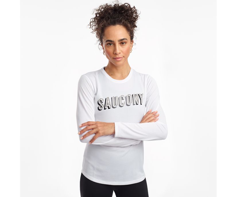 Saucony Stopwatch Long Sleeve Women\'s Shirts White | Canada 298SGLO